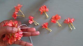 Different method to tie flowers/How to string flowers using less amount of thread/ Flower veni