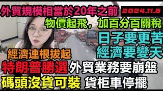 特朗普當選，外貿要變天，出口加重關稅，港口碼頭停運，外貿訂單全面失守，物價起飛，外貿規模相當於20年之前，經濟危機迫在眉睫，消費降級#無修飾的中國#大陸經濟#大蕭條