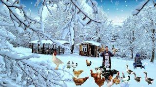 It is snowing in the Mountain Village. Cooking Roast Duck with Potatoes. @Kənd Dadı|A taste village