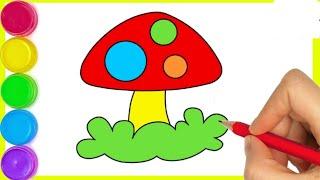 How to draw Colourful mushroom  Drawing easy / Mushroom drawing step by step for beginners ️️