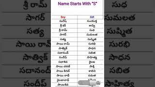 Telugu Names // Baby Boy and Girls Starting With  " S "  Letter