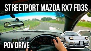 Single Turbo 13B Streetport JDM Mazda RX7 FD3S - POV Drive With Straight Pipe Exhaust Sound