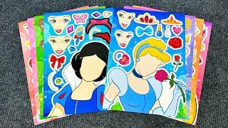 [ToyASMR] Disney Princess Make a Face Stickers! DIY Sticker Activity with Aurora, Cinderella,Tiana