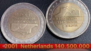 2 euro 2001 coin Netherlands - difference