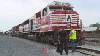 Emergency responders receive railway training on a special Norfolk Southern Safety Train