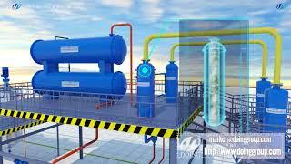 Waste oil recycling to diesel plant working process 3D Video