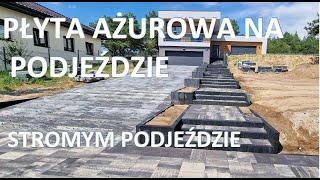 Płyta ażurowa na podjeździe. Duży spad ‍️ #brukarzbydgoszcz #paving #podjazd #wjazd #płyta #ażur