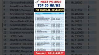 Top 30 Medical PG Colleges for MD/MS ll Fee Stipend Bond Details #shorts #viral #neetpg #neetmentor