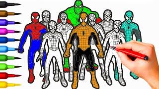 Spiderman Brotherhood Coloring Page | A Lot Of Spider Mans Painting