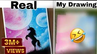 Real Drawing VS My Drawing  | Oil Pastel drawing| #funny #oilpastel | Fun with Anshikaa