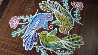  pigeon muggulu | simple rangoli | easy rangoli | muggulu designs | dhinam oru kolam