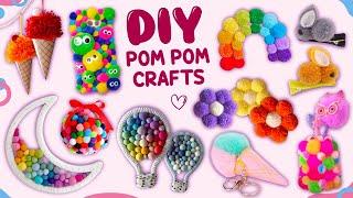 18 DIY POM POM CRAFTS - Hot Air Balloon Cute Decor - Pen Decoration and more...