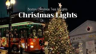 Christmas in Boston Travel Vlog  Quincy Market Tree & Illuminations, Seaport Christmas Market (ENG)