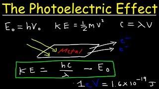 Photoelectric Effect, Work Function, Threshold Frequency, Wavelength, Speed & Kinetic Energy, Electr