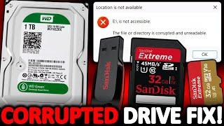 HOW TO FIX CORRUPTED HDD/USB/SD (The File Or Directory Is Corrupted Or Unreadable) Windows 8/10/11!