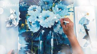 Easy Acrylic Painting Technique / How to Paint Abstract Flowers