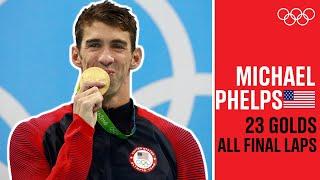 Every Michael Phelps gold medal final lap!