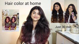 No Regrets| Dyed my hair RED with Garnier Hair colour 6.26 Plum red at Home