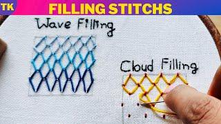 Filling Embroidery Stitch: Wave Stitch, Cloud Stitch Hand Embroidery for beginners