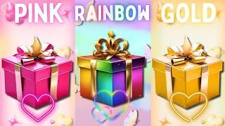 Choose your gift ||3 gift box challenge|| 2 good vs 1 bad||Pink, rainbow vs gold ⭐#giftbox