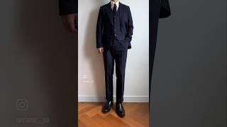 Navy stripe suit styling