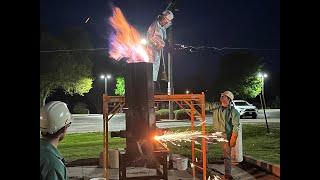 SPECTACULAR NIGHT TIME IRON POUR #971 tubalcain casting foundry