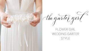 Floral Embroidered Tulle Wedding Garter - Flower Girl by The Garter Girl