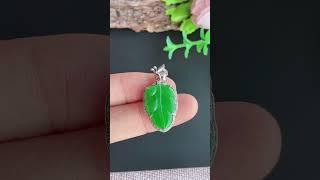 18K翡翠玉器滿綠樹葉玉吊墜  Natural jade jewellery type-A jadeite leaf pendant