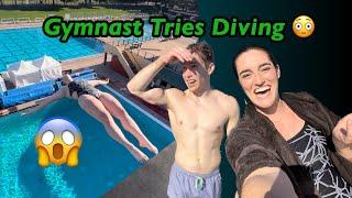 Pro Gymnast Tries Diving (Terrifying) 