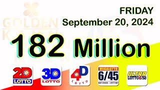 PCSO Lotto Daily Result ( SEPTEMBER 20, 2024 ) Friday