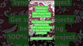 MBA Project help for Pondicherry University