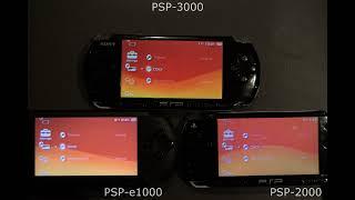 PSP-2000 vs PSP-3000 vs PSP Street (e1000) screen comparison.