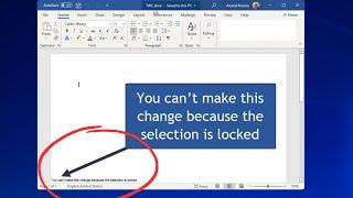 ( Updated Fix) "You can't make this change because this selection is locked " Microsoft Word/Office