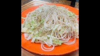 One Skillet Pasta with Crunchy Cabbage! All Season Recipe for under 5 minutes!  Under $10 dollars!