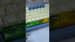 Green and yellow keycap, spacebar koi fish keycap.                     #keycaps #resin #space #koi