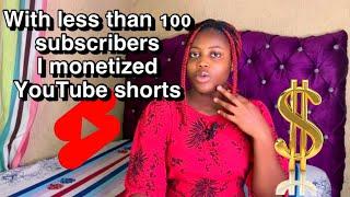 How much I made from YouTube shorts with less than 100 subscribers.How To monetize YouTube shorts.