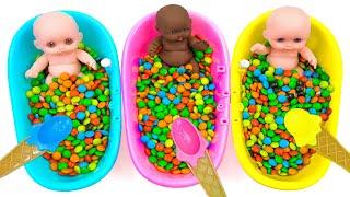 Oddly Satisfying Video | How i Make Rainbow Bathtub Glitter EGGS From M&M's Candy & Cutting ASMR