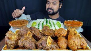 SPICY MUTTON CURRY, CHICKEN LEG PIECE, GRAVY, LEMON, RICE ASMR MUKBANG EATING SHOW | BIG BITES |