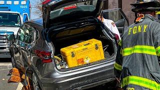 **HAZMAT Responds to RADIOACTIVE Box in Car!** Upper East Side Car Crash - MAJOR HazMat Response!