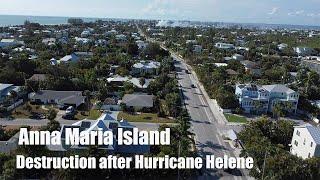 Anna Maria Island Florida Hurricane Helene  house on fire entire island flooded Aerial video