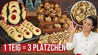 1 Teig - 3 Plätzchen / lecker, einfach und schnell verschiedene Kekse backen /Plätzchenteller