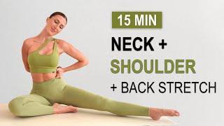 15 Min Stretches for Neck, Shoulder + Back Pain Relief | Deep Tension Relief Yoga Style | QUICK HELP