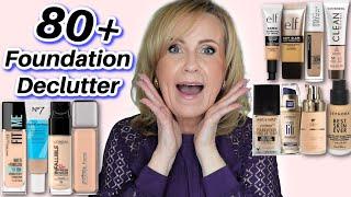 MASSIVE 80+ Drugstore Foundations Declutter Over 50 Skin