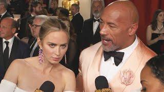 Emily Blunt CRASHES Dwayne Johnson’s Oscars Interview (Exclusive)