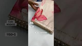 Tebby silk saree with beautiful val moti handwork & moti lace border with Soft satin silk blouse