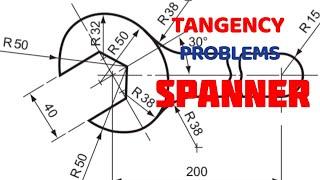 Spanner 1 - Tangency in | Technical drawing | Engineering drawing