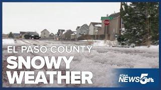 Snowy weather in El Paso County Thursday