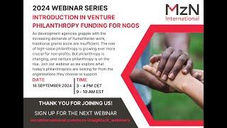 Introduction in venture philanthropy funding for NGOs