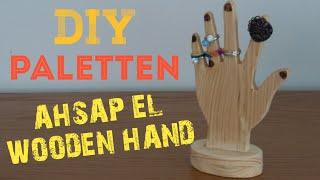 Paletten Ahşap El Yüzük Standı//DIY-Wooden Hand Rings Stand