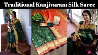 Traditional Kanjivaram Silk Saree | South Indian Silk Saree | #sareeswag #silksaree #jacquardsaree